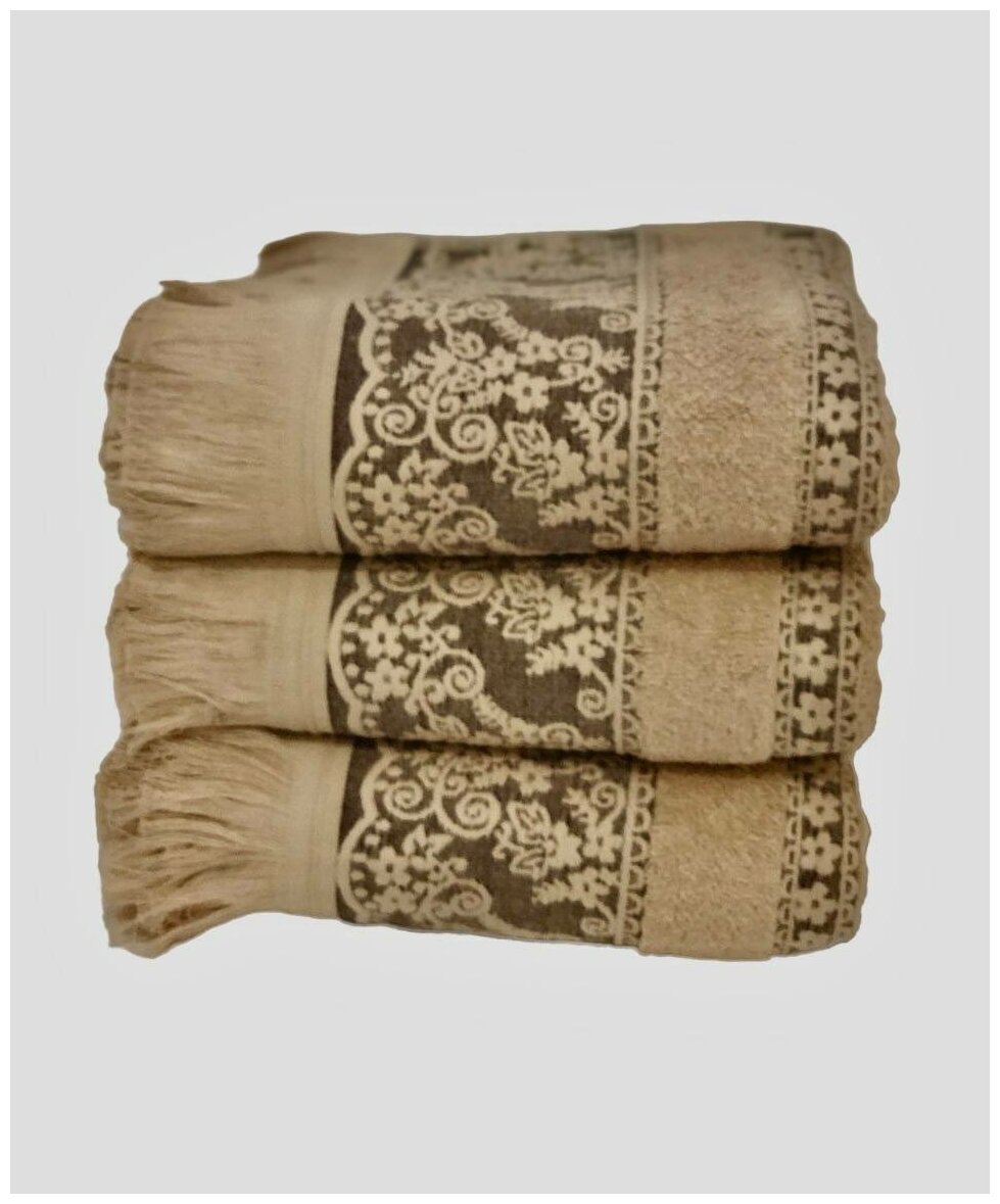 EVRAHOME Турецкое полотенце премиум класса 100% хлопок натуральное без примесей набор 3 шт, подарки на 8 марта - фотография № 1