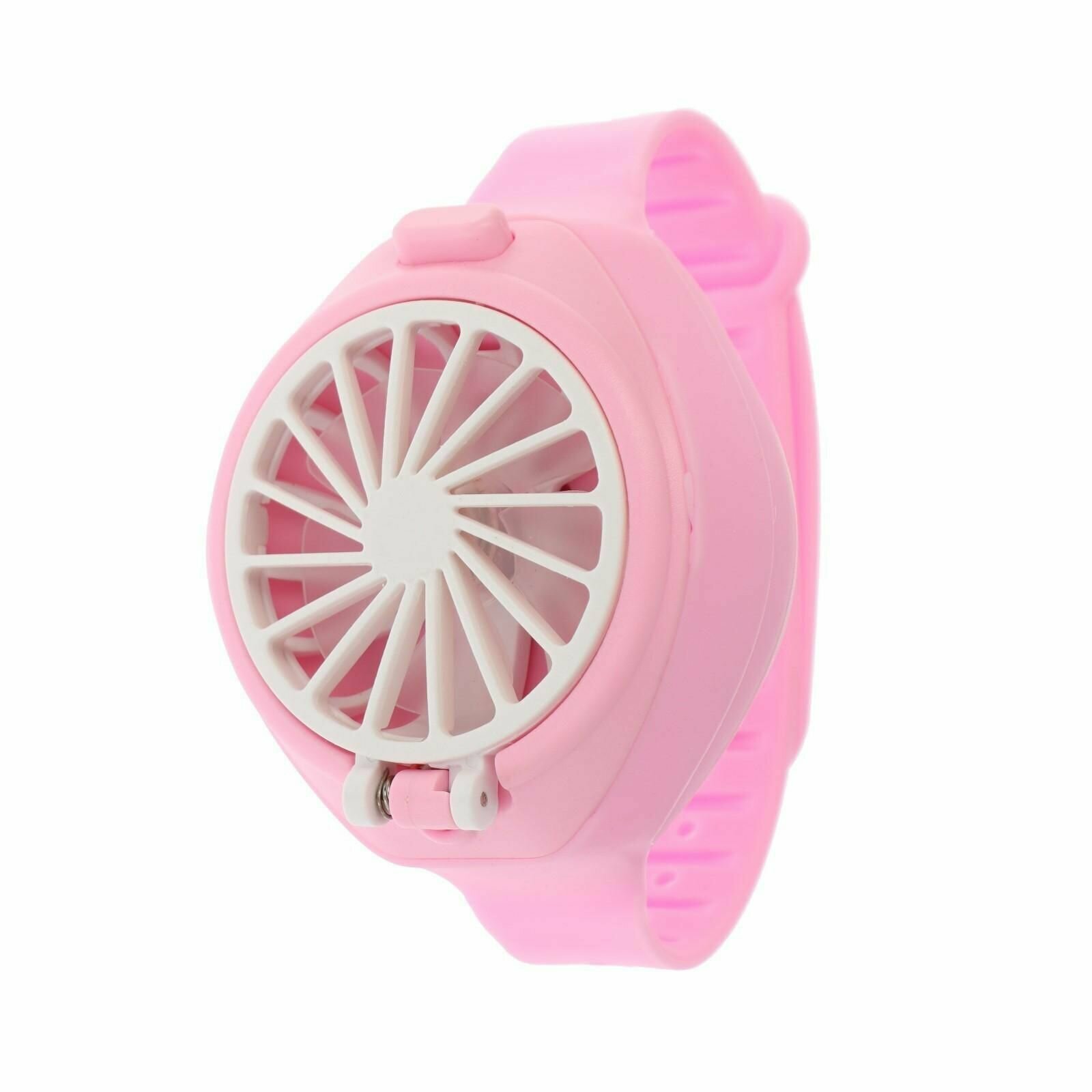 Мини вентилятор в форме наручных часов LOF-10, 3 скорости, поворотный, розовый - фотография № 11