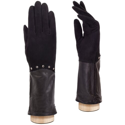 Перчатки женские кожаные ELEGANZZA, размер 8(L), черный