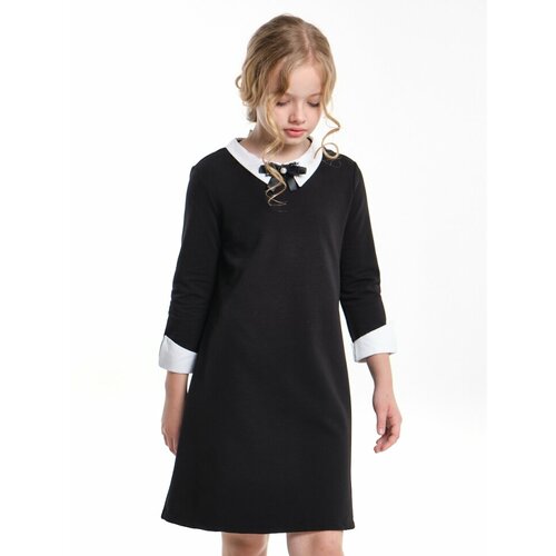 Школьное платье Mini Maxi, футер, хлопок, трикотаж, размер 134, черный