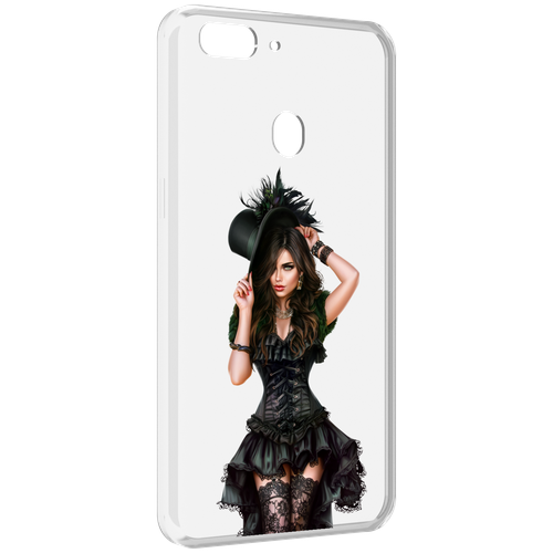 Чехол MyPads стройная-девушка-в-черном-платье для Oppo Realme 2 задняя-панель-накладка-бампер