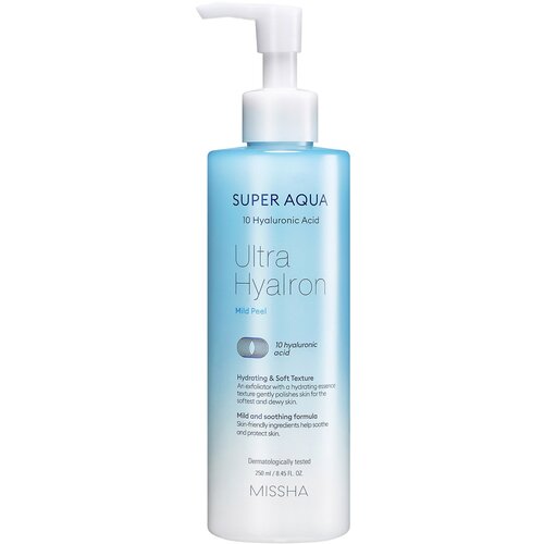 пилинг для лица missha мягкий гель скатка super aqua ultra hyalron пилинг с кислотами Мягкий гель-скатка, Missha, Super Aqua Ultra Hyalron Mild Peel, 250 мл