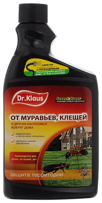 Жидкость DR. KLAUS от муравьев, клещей и других насекомых вокруг дома Insect Super (сменный флакон)