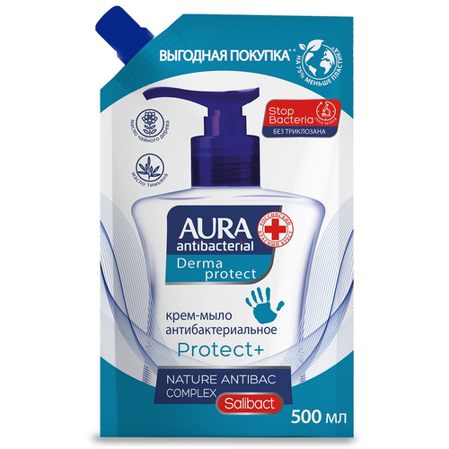 Крем-мыло жидкое Aura Derma Protect антибактериальное, 500мл