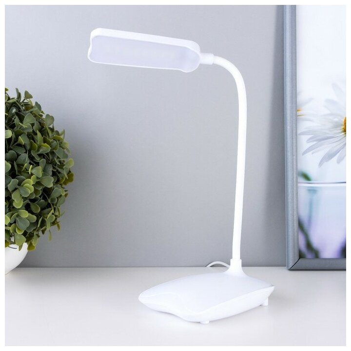 Настольная лампа "Лайт" LED 3Вт USB (80см) белый 12,5х12,5х23 см