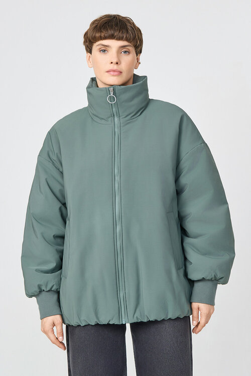 куртка  Baon, демисезон/зима, укороченная, оверсайз, размер 50, зеленый