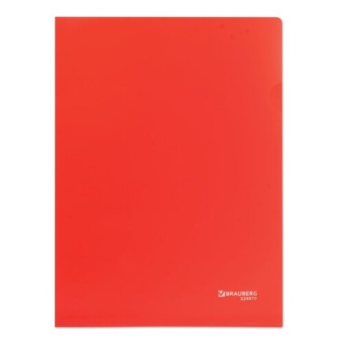 BRAUBERG Папка-уголок жесткая непрозрачная A4, пластик 0,15 мм, красная