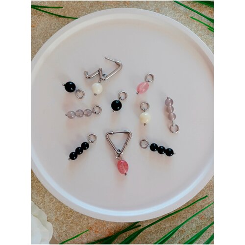 Серьги трансформеры Академия Важности, перламутр, серебряный, черный