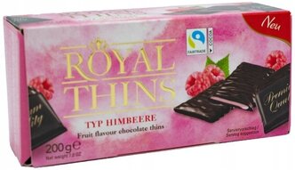 Шоколад Halloren Royal Thins темный с малиновой начинкой порционный, 200 г