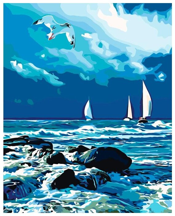 Картина по номерам "Парусники в море", 40x50 см