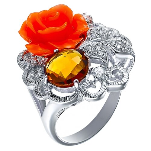 фото Element47 кольцо из серебра 925 пробы с цитрином, силиконом и фианитами se2273-r-ko-ct-ci-001-wg, размер 17