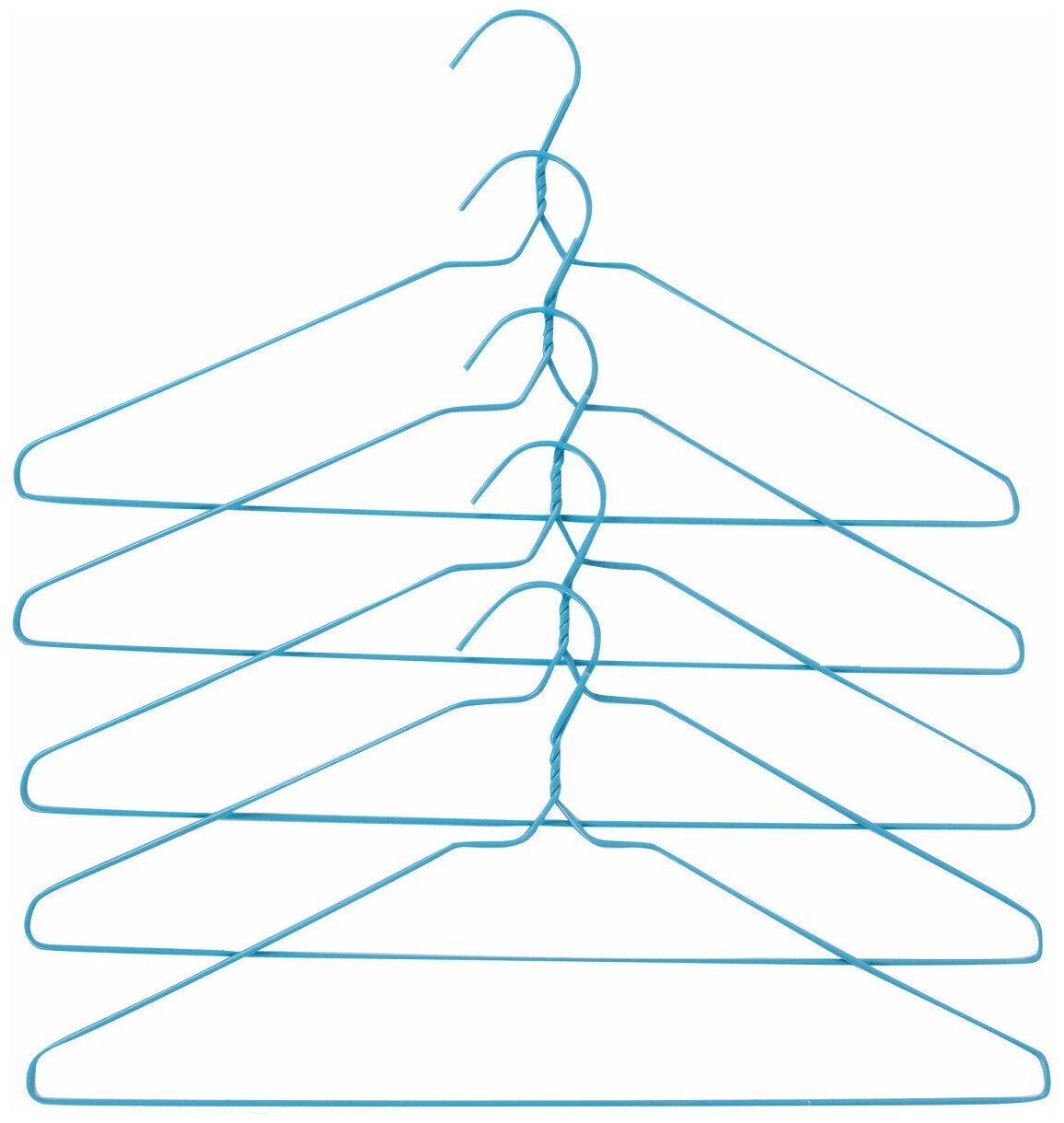 Набор вешалок для одежды 405х220х90 мм ПВХ цвет голубой 5 шт. Незаменимый аксессуар для вашего дома который поможет бережно сохранить вещи.