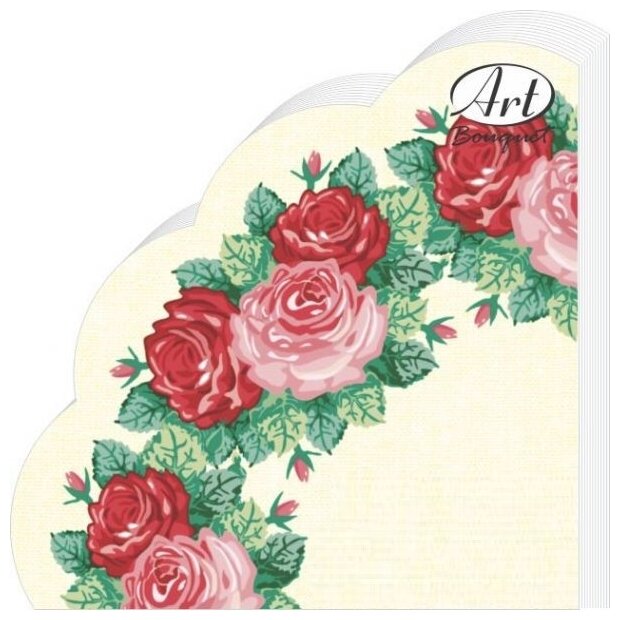 Салфетки бумажные "Art Bouquet" Венок из роз, 3 слоя, 12 листов, d 32 - фотография № 1