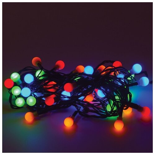 фото Электрогирлянда светодиодная новогодняя на елку "шарики", 40 ламп, 3м, контроллер, 8 режимов свечения, многоцветная. нет