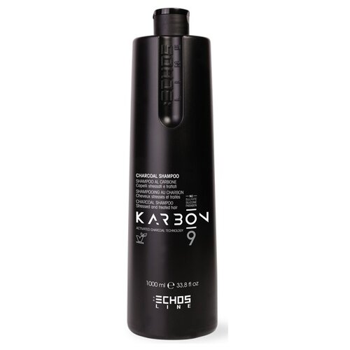 Echosline шампунь Karbon 9 Charcoal Угольный для волос, страдающих от химических процедур и стресс-факторов, 1000 мл угольная маска для волос страдающих от химических процедур и стресс факторов lerato carbon mask 300 мл