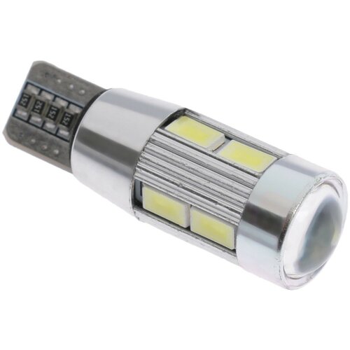 Автолампа светодиодная, T10, 12 В, 10 SMD, линза