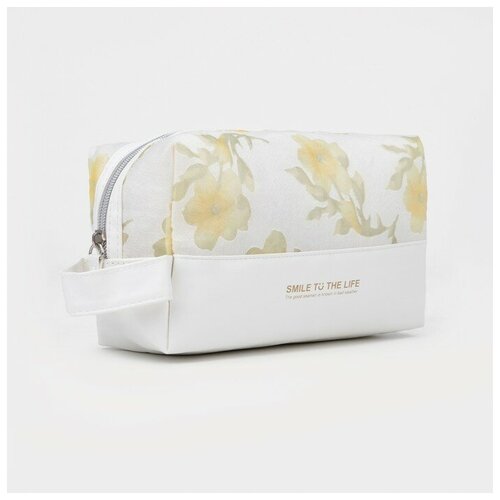 фото Косметичка на молнии, цвет белый/зелёный no name