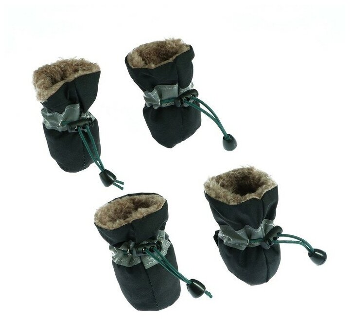Ботинки для собак "Уют" с утяжкой, набор 4 шт, размер 3 (4, 5 х 3, 5 см), чёрные - фотография № 3