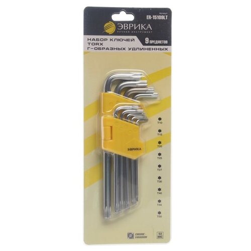 Эврика ER-15109LT, 9 предм. набор ключей torx t10 т40 г образных 7 предметов эврика er 25107t