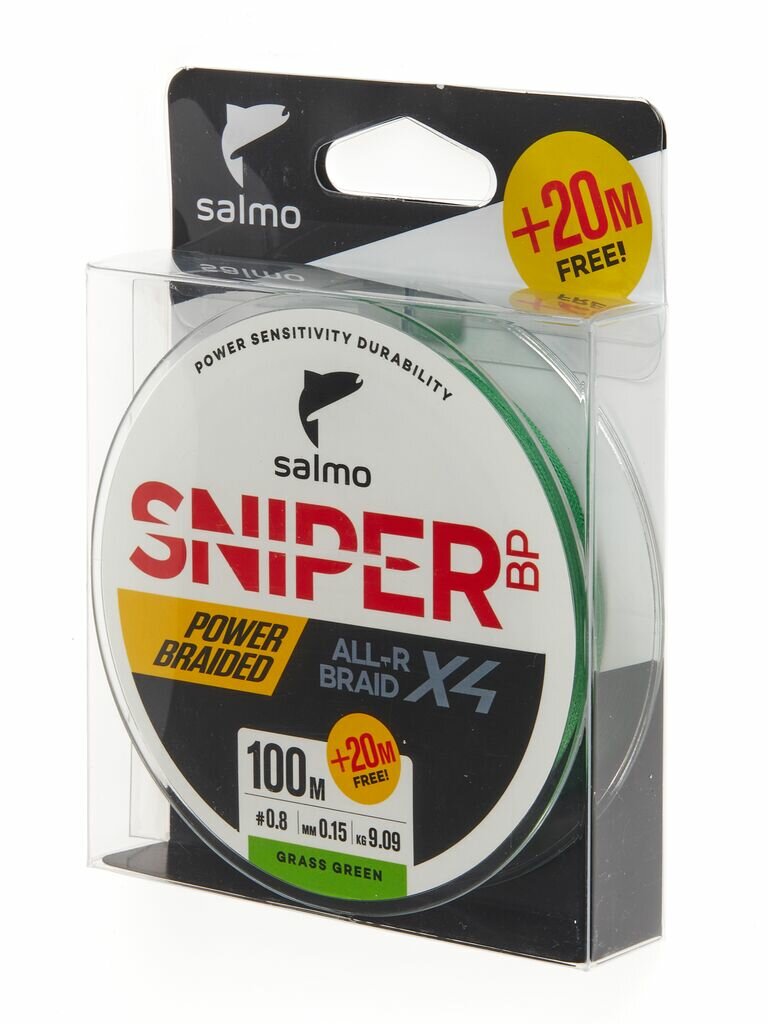 Плетеный шнур Salmo Sniper BP ALL R BRAID х4 Grass Green 120 м 0.15 мм 9.09 кг