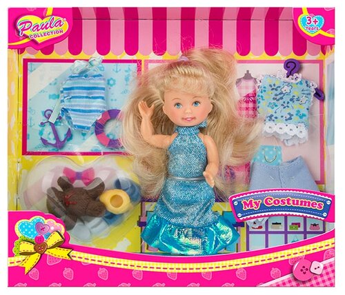 Кукла M&C Toy Centre Модница в синем платье, 10 см, MC23091c