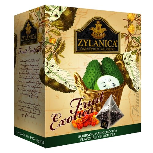 Чай черный Zylanica Fruit Exotica, в пирамидках, саусеп, календула, 20 пак.