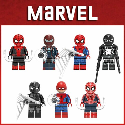 Набор минифигурок Marvel / Марвел, Человек Паук, 7 штук, совместим с лего