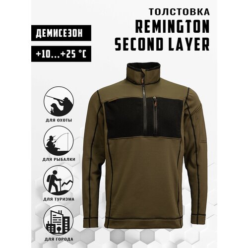 фото Толстовка remington, силуэт прямой, средней длины, размер s, хаки