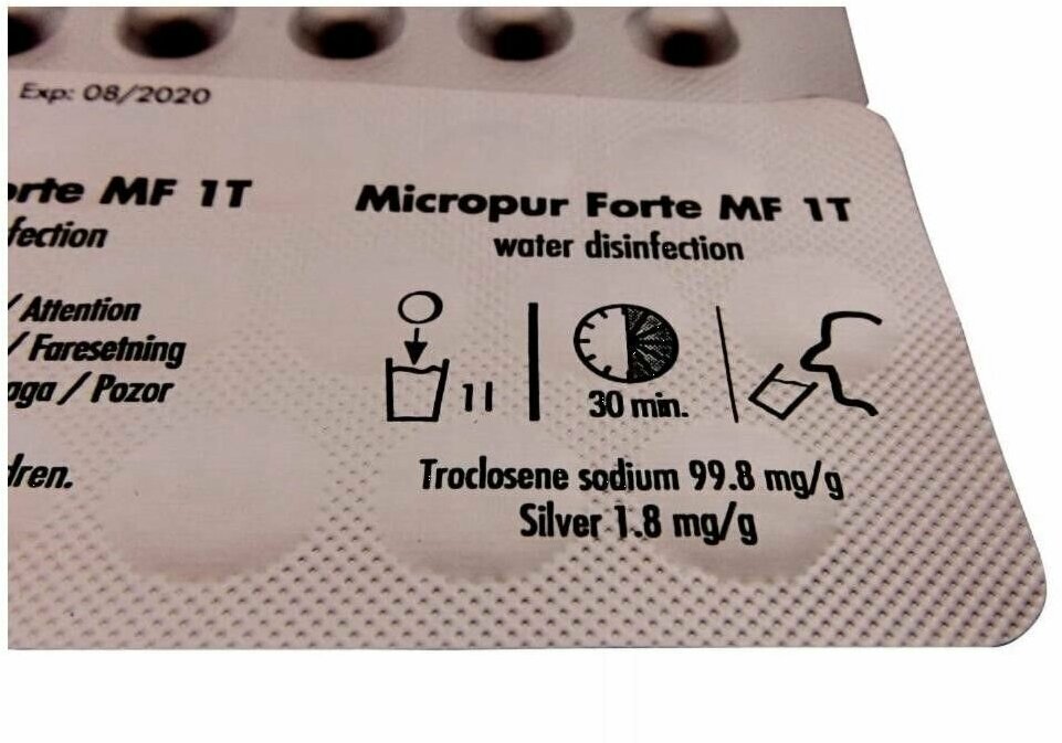 Дезинфицирующие таблетки для обеззараживания воды Katadyn Micropur Forte MF 1T №50 - фотография № 2