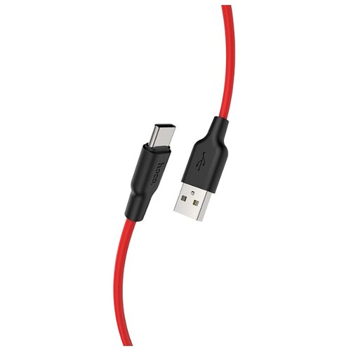 Кабель USB - USB Type-C 1м Hoco X21 Plus - Черный/Красный кабель usb usb type c 1м hoco x21 plus черный красный