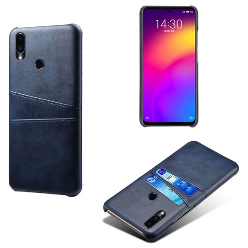 фото Чехол панель-накладка mypads для meizu note 9 из качественной импортной кожи с визитницей с отделением для банковских карт мужской женский синий