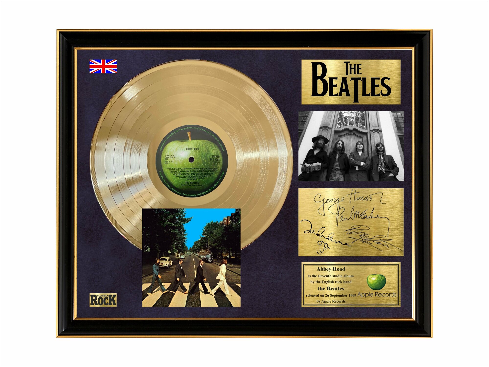 The Beatles Abbey road золотой виниловый диск в рамке