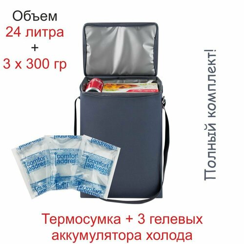 Сумка-холодильник EASY 24л. + 3 гелевых хладоэлемента по 300 гр. Comfort Address