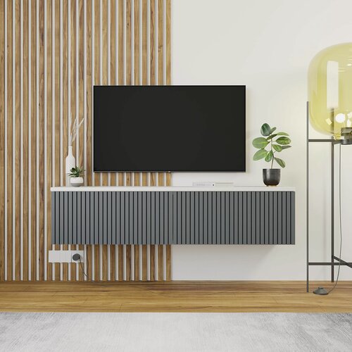 Изображение товара Тумба под телевизор подвесная Фриз 137х31х29 см, Белый/Графит