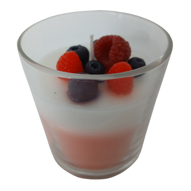 Свеча в стакане Десерт Ягодный микс 8x8 см ароматизированная, горение 16 ч длительное