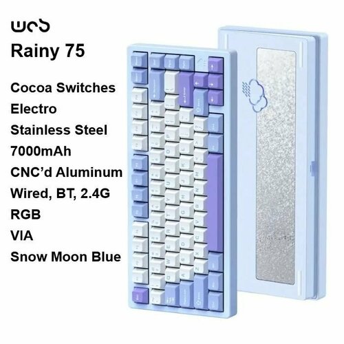 WOB Игровая клавиатура беспроводная Rainy 75 Английская раскладка синий цвет 14561₽