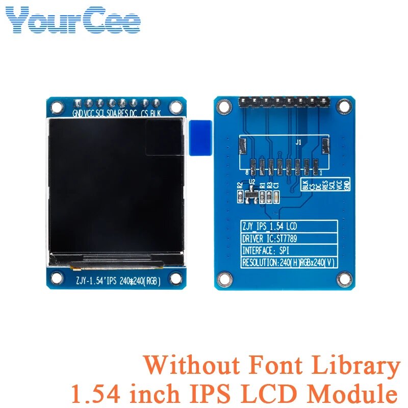 TFT-дисплей 1,54 дюйма, модуль ЖК-экрана 1,54*240 240x240 интерфейс SPI, плата драйвера ST7789, Without Font Library