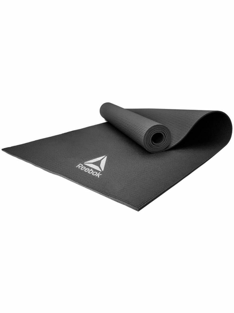 Коврик для йоги Reebok, 173x61x0.4 см, ПВХ, складной, чёрный