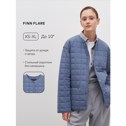 фото Бомбер finn flare стеганая демисезонная, размер xs, серо-голубой