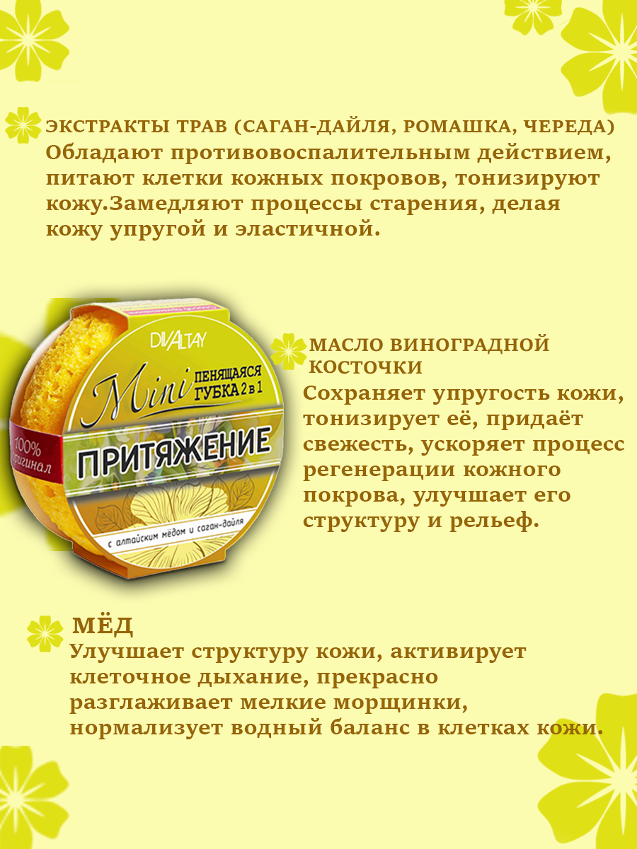 Набор мини-губок DIVALTAY, 2 в 1, для тела, Алтай, поролон, 4 шт — фото 1