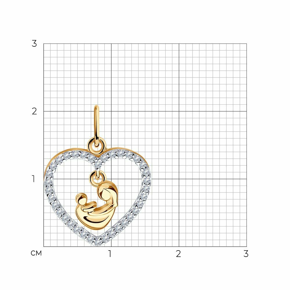 Подвеска Diamant, серебро, 925 проба, фианит, размер 2 см., бесцветный — фото 1
