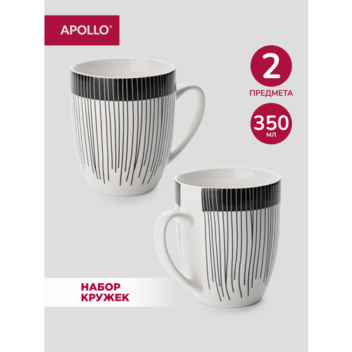 фото Кружка фарфоровая, набор чашек для чая и кофе apollo "reclipse" 410 мл, 2 предмета
