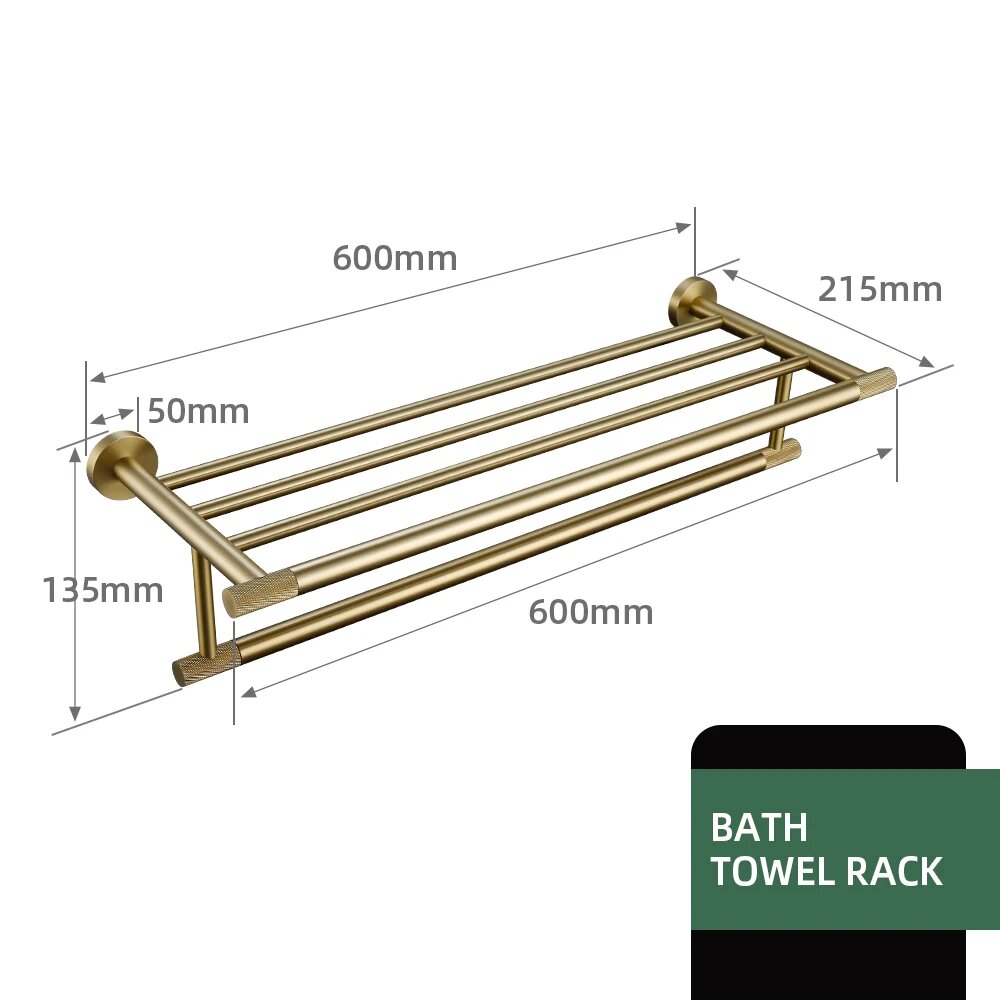 Полотенцедержатель латунный 600x135x50 мм, towel shelt-60