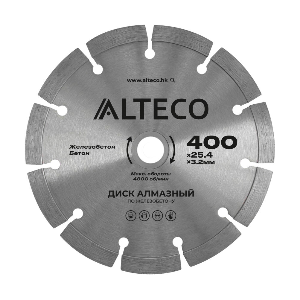 Диск алмазный по железобетону ALTECO 400x25.4x3.2 мм, 66491