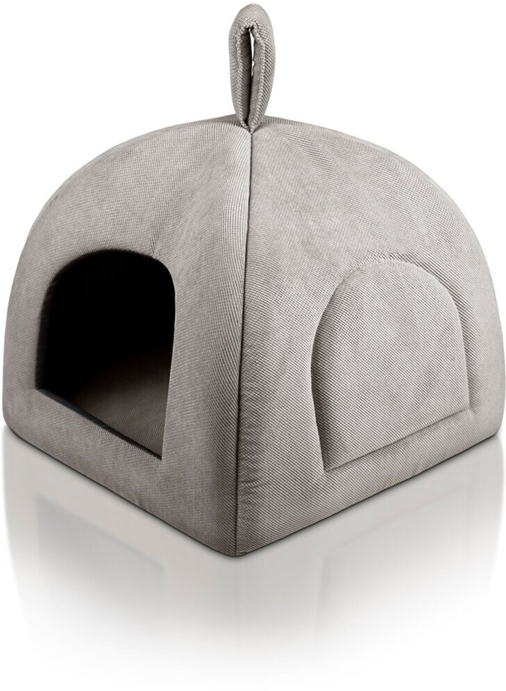 Мягкий домик "Юрта" для кошек, собак, животных, с подушкой, 40х40х35см, серый - фотография № 4