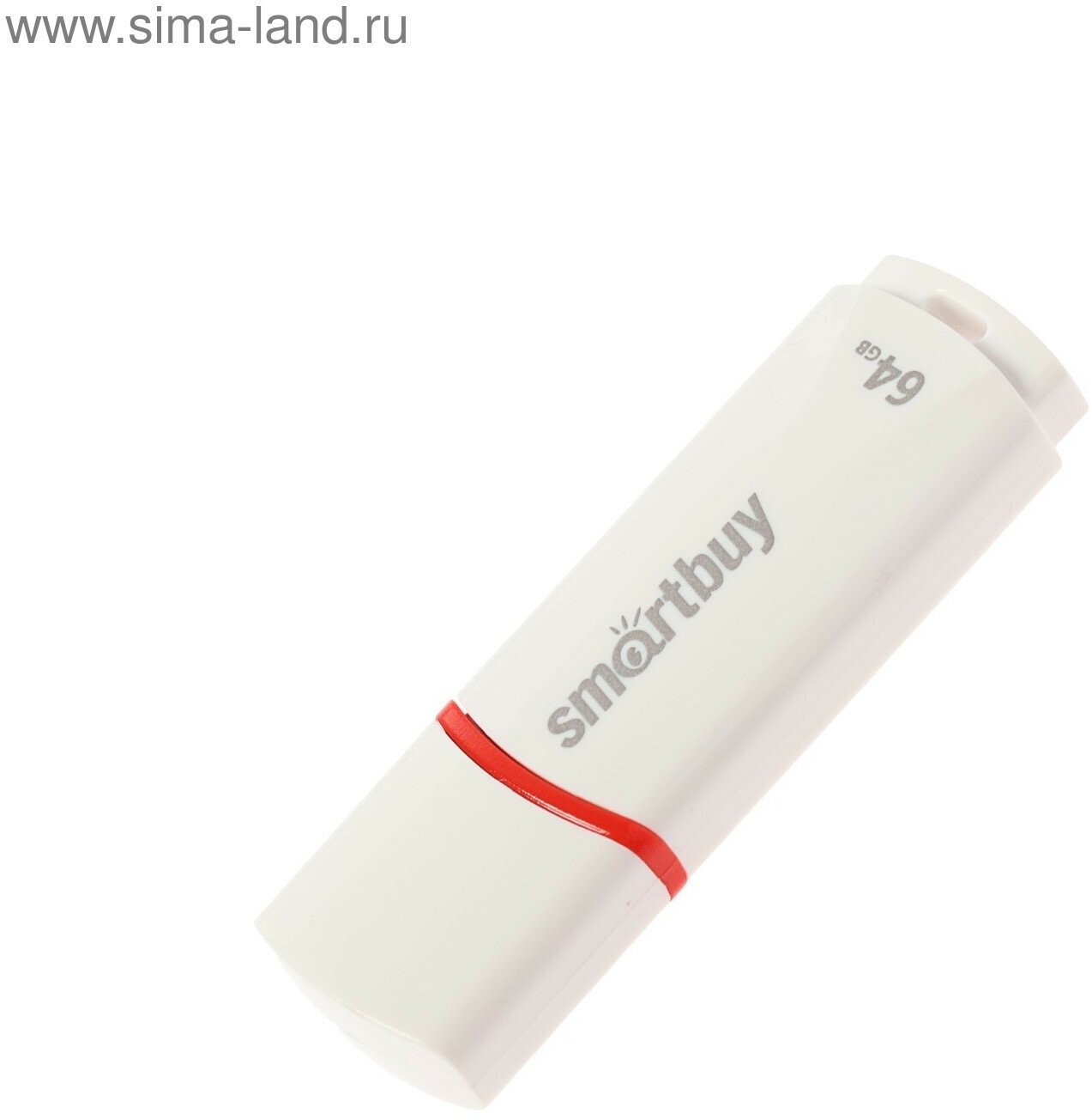 Флешка Smartbuy Crown White, 64 Гб, USB2.0, чт до 25 Мб/с, зап до 15 Мб/с, белая