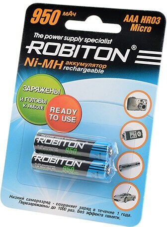 Аккумулятор Ni-Mh 950 мА·ч 1.2 В ROBITON AAA R03 Micro 950