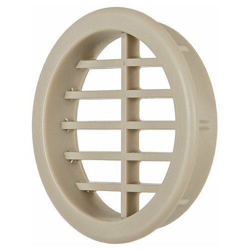 Вентиляционная решетка круглая пластиковая диаметр 47мм, цвет слоновая кость , для мебели, кухни, цоколя, подоконника