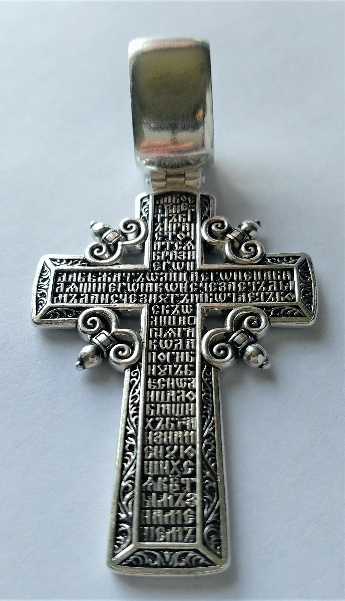 Серебряный православный крест с большим ушком - фотография № 7