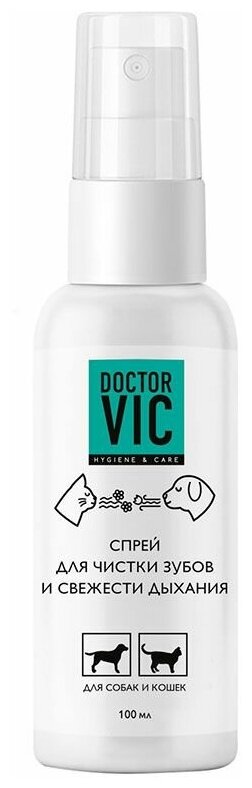 Спрей для собак и кошек Doctor VIC для чистки зубов и свежести дыхания, 100 мл